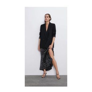 NEW!! Zara Polka Dot Satin Skirt in Black + White